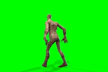 Fototapeta na wymiar Fantasy character Mummy - 3D render, on green background