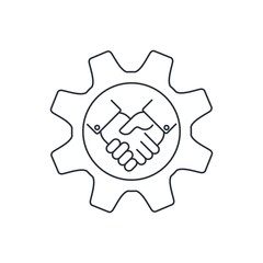 A joint project. Vector linear icon on a white background.