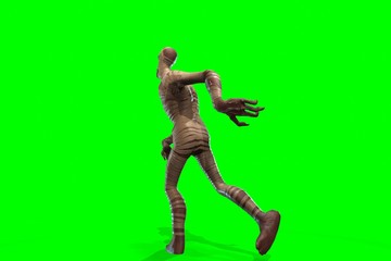 Fototapeta na wymiar Fantasy character Mummy - 3D render, on green background