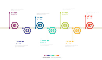 Timeline infographics design vector and Presentation business can be used for Business concept with 7steps or processes. 