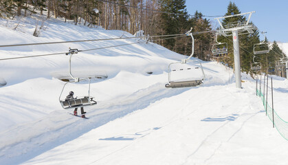 Fototapeta na wymiar The ski slope of Niseko Mt. Resort Grand Hirafu at Niseko, Hokkaido,Japan