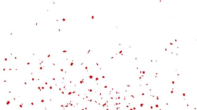  Animation of red confetti poppers explosions 4K with copy space. on white background,party concept.