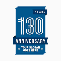 130 years anniversary design template. One hundred and thirty years celebration logo. Vector and illustration.