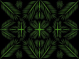 Naklejka na ściany i meble the pattern of small green leaves arranged neatly above the dark