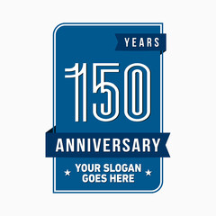 150 years anniversary design template. One hundred and fifty years celebration logo. Vector and illustration.