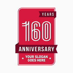 160 years anniversary design template. One hundred and sixty years celebration logo. Vector and illustration.
