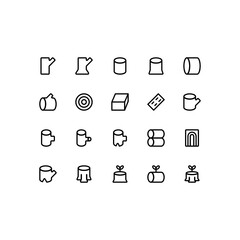 Set of wood, industry, wooden, natural, outline style icon - vector