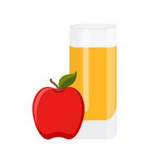 Simple glass of apple juice in flat style