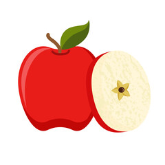 Simple red apple in flat style