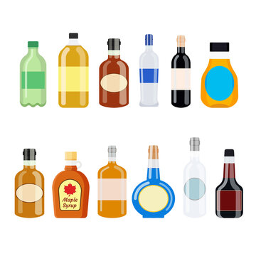 Simple bottles set in flat style