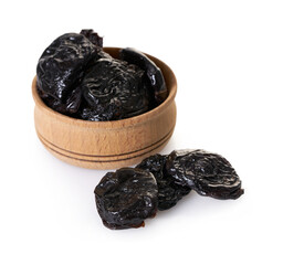 prunes in a wooden bowl