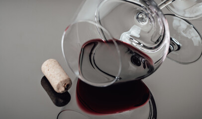 lying glass with red wine