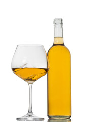 bottle and glass with white wine