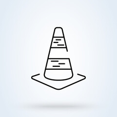 road traffic cone. Outline Simple vector modern icon design illustration.