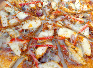 delicious pizza top view close up