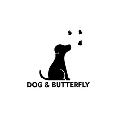 Dog and Butterfly Logo Template Design