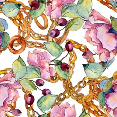 Plaid avec motif Élément floral et bijoux Bouquet de fleurs botaniques florales. Ensemble d& 39 illustrations de fond aquarelle. Motif de fond sans couture.