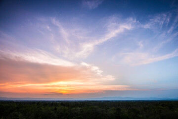 Sunset sky and cloud  twilight background