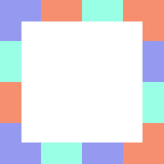 empty square white on pastel color squares checkered block, template banner checker multi color rainbow, ad colorful block soft pastel bright, cubes square polygon mosaic and copy space advertising