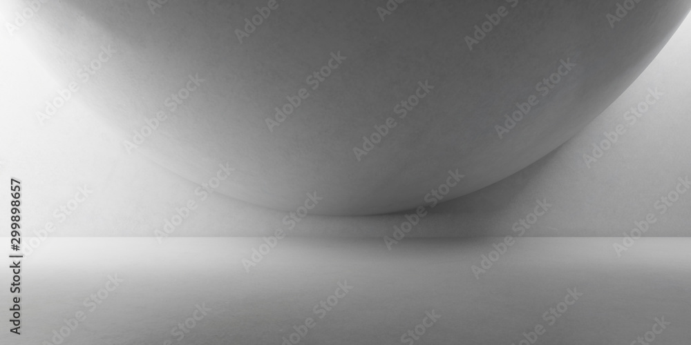Poster abstract of concrete space with sun light cast the shadow on the wall and floor,sphere structure scu