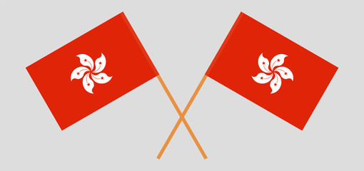 Crossed flags of Hong Kong