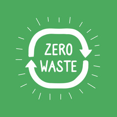 Green zero waste logo on white background