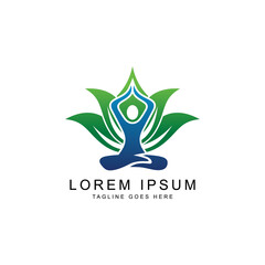 creative yoga person with a flower aroma logo template