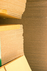 cardboard packaging in storage