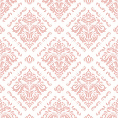 Classic seamless pattern. Damask orient pink ornament. Classic vintage background. Orient ornament for fabric, wallpaper and packaging