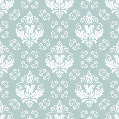Orient classic pattern. Seamless abstract background with vintage elements. Orient background. Light blue and white ornament for wallpaper and packaging