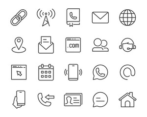 set of contact icons, phone, address, telephone