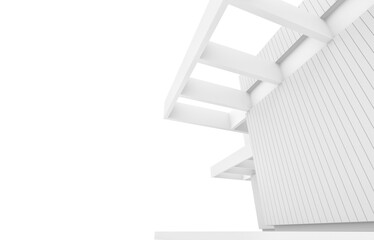 Abstract white architecture minimalist building 3d illustration for background