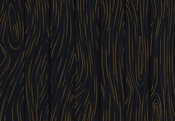 Vector illustration of dark wood texture, with gold patina