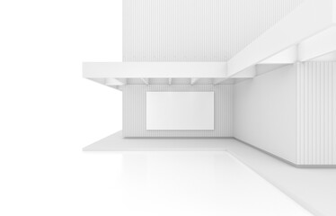 Abstract white architecture minimalist building 3d illustration for background