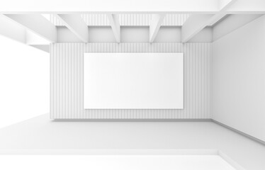 Naklejka na ściany i meble Abstract white architecture minimalist building 3d illustration for background
