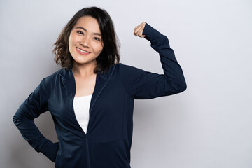 Portrait of a healthy woman isolated over white background