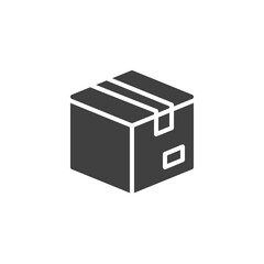 Packed box vector icon. filled flat sign for mobile concept and web design. Delivery box, cardboard glyph icon. Symbol, logo illustration. Vector graphics