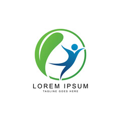 Organic leaf people logo template