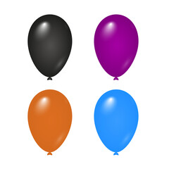 Symbols and icons. Multicolored helium balloons. Festive three dimensional balloons. Birthday celebration. Vector.