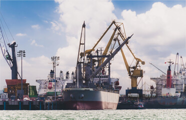 Logistics and transportation of International Container Cargo ship in the ocean at Sunshine sky, Freight Transportation, Shipping