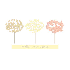 Autumn, vector trees. Red maple, orange oak. Autumn leaves. Hello, Autumn. Seasons.