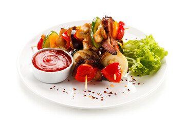 Shashliks - Grilled meat and vegetables