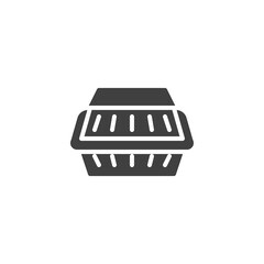 Food container vector icon. filled flat sign for mobile concept and web design. Food delivery box glyph icon. Symbol, logo illustration. Vector graphics