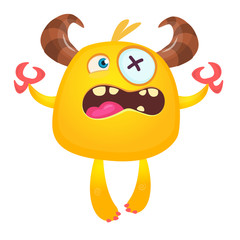 Funny cartoon monster. Vector illustration of excited monster character
