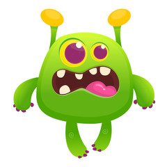 Funny cartoon monster. Vector illustration of excited monster character