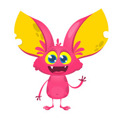 Funny cartoon monster. Vector illustration of excited monster character