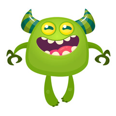 Fototapeta premium Funny cartoon monster. Vector illustration of excited monster character