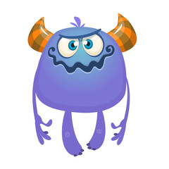 Funny cartoon monster. Vector illustration of excited monster character