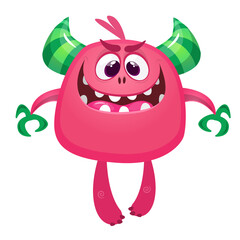 Funny cartoon monster. Vector illustration of excited monster character