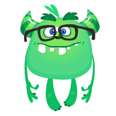 Funny cartoon monster. Vector illustration of excited monster character